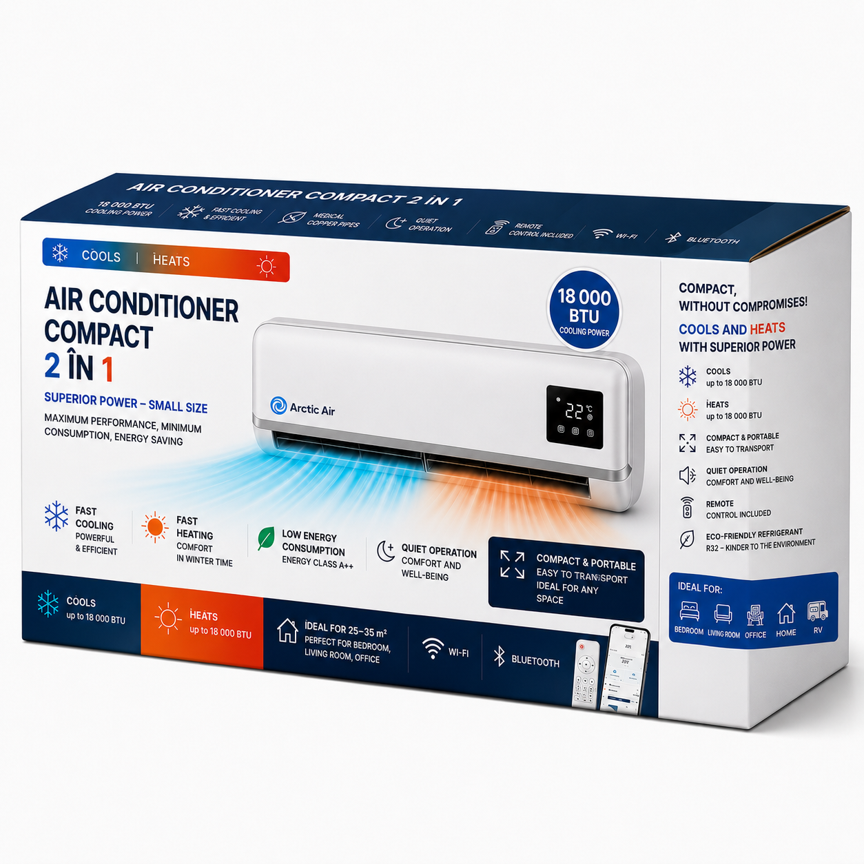 (KIT FOR EVERY ROOM) 3 units. Arctic Air, Dual Inverter, Energy-Efficient, Self-Cleaning, Remote and App Control